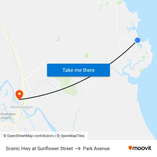 Scenic Hwy at Sunflower Street to Park Avenue map