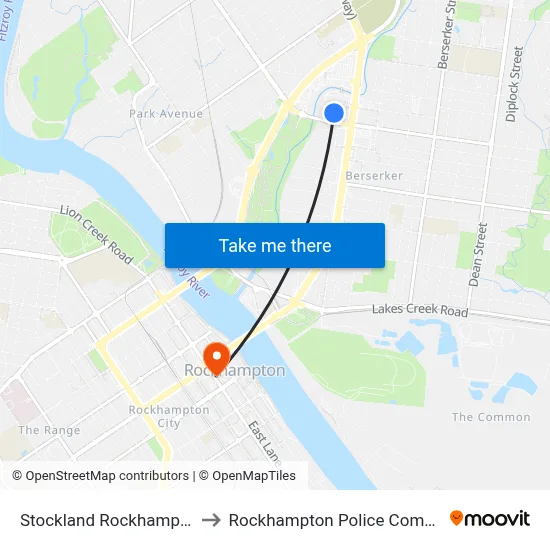 Stockland Rockhampton to Rockhampton Police Complex map