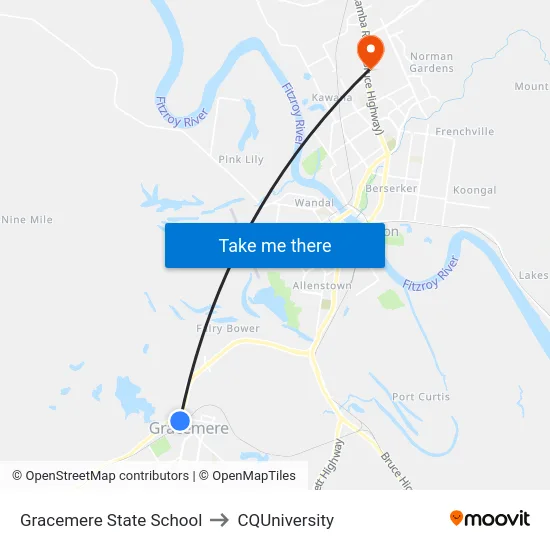 Gracemere State School to CQUniversity map