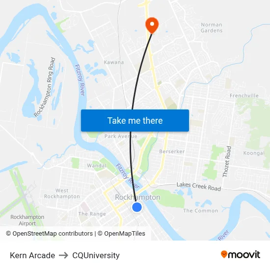 Kern Arcade to CQUniversity map