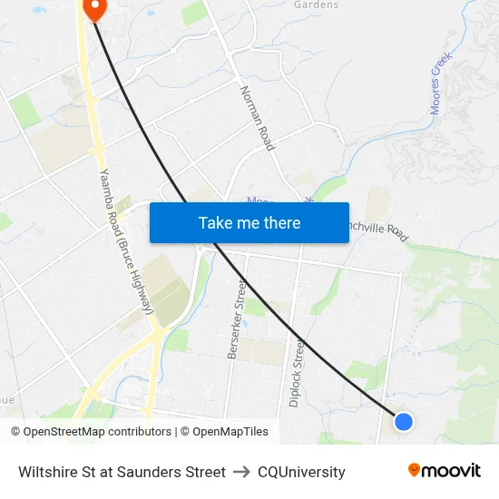 Wiltshire St at Saunders Street to CQUniversity map