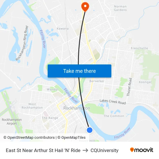 East St Near Arthur St Hail 'N' Ride to CQUniversity map
