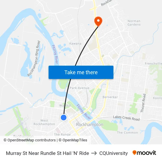 Murray St Near Rundle St Hail 'N' Ride to CQUniversity map