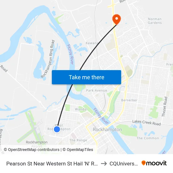 Pearson St Near Western St Hail 'N' Ride to CQUniversity map