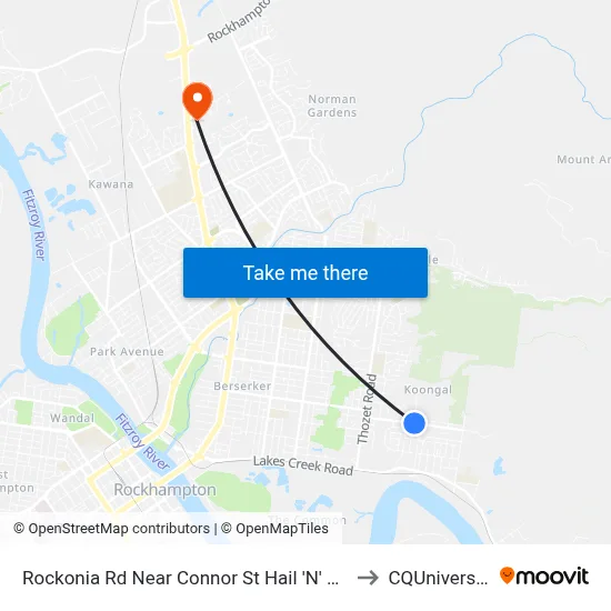 Rockonia Rd Near Connor St Hail 'N' Ride to CQUniversity map