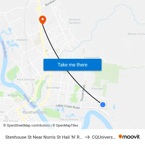 Stenhouse St Near Norris St Hail 'N' Ride to CQUniversity map