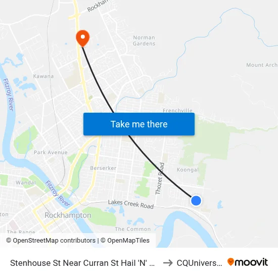 Stenhouse St Near Curran St Hail 'N' Ride to CQUniversity map