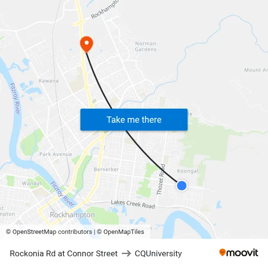 Rockonia Rd at Connor Street to CQUniversity map