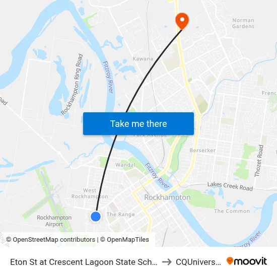Eton St at Crescent Lagoon State School to CQUniversity map