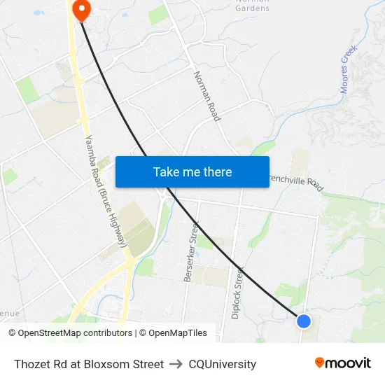 Thozet Rd at Bloxsom Street to CQUniversity map