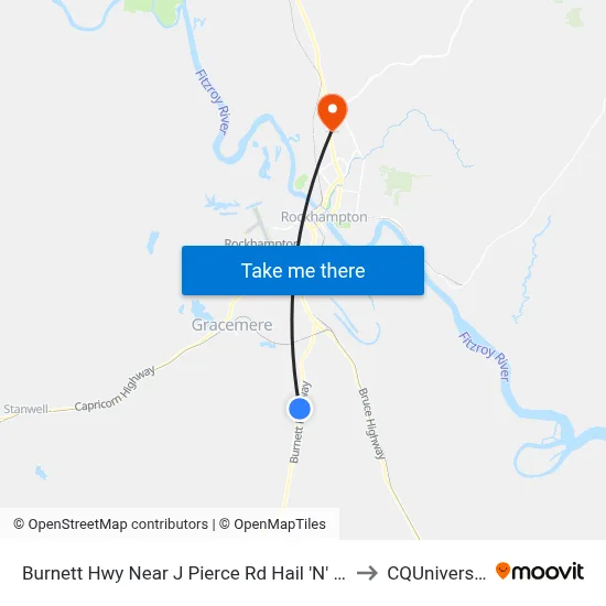 Burnett Hwy Near J Pierce Rd Hail 'N' Ride to CQUniversity map