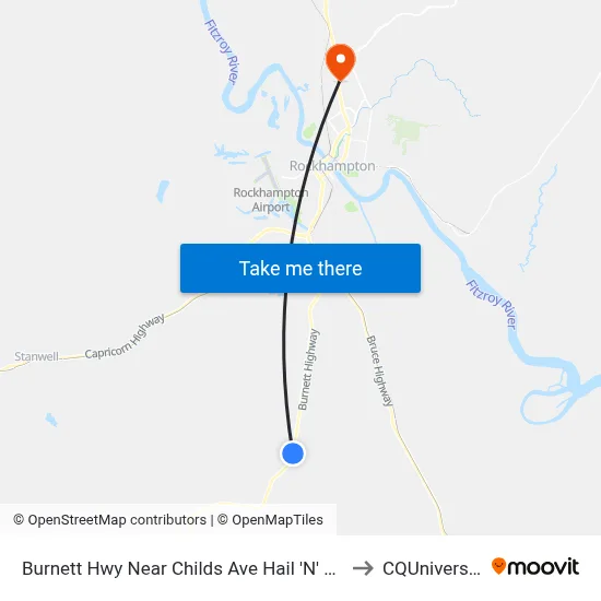 Burnett Hwy Near Childs Ave Hail 'N' Ride to CQUniversity map