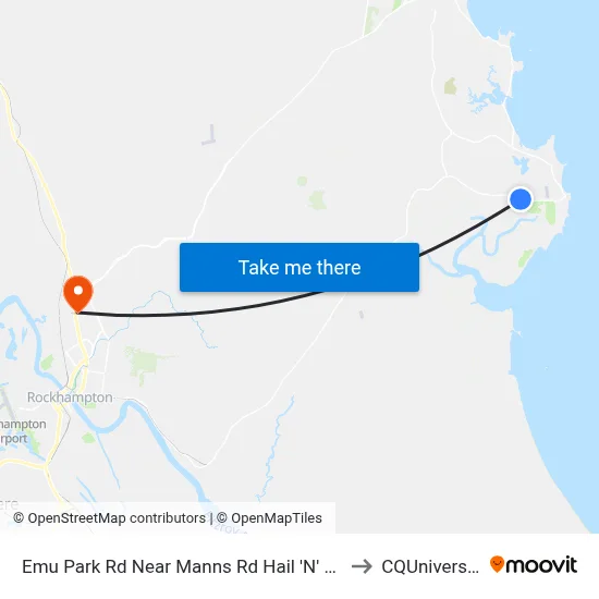 Emu Park Rd Near Manns Rd Hail 'N' Ride to CQUniversity map