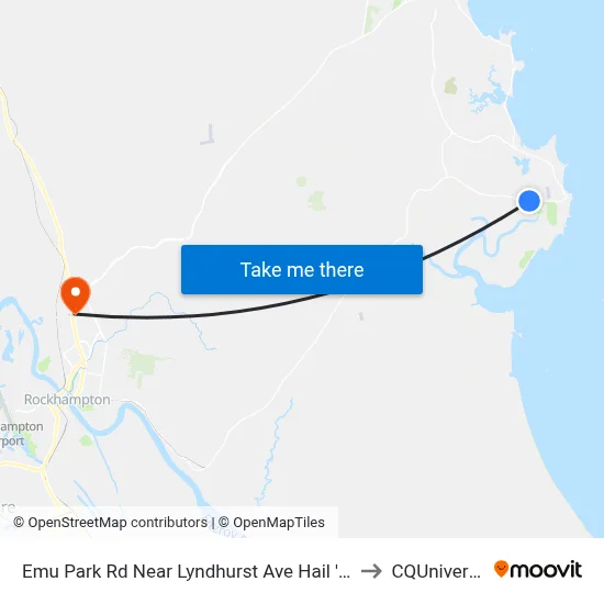 Emu Park Rd Near Lyndhurst Ave Hail 'N' Ride to CQUniversity map