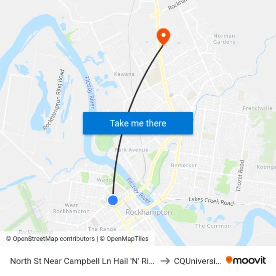 North St Near Campbell Ln Hail 'N' Ride to CQUniversity map