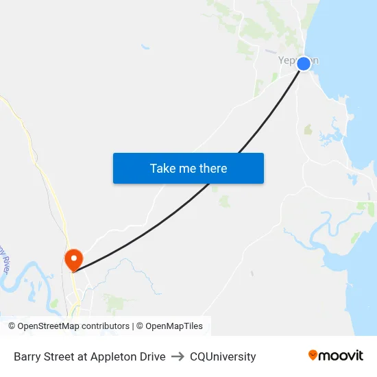 Barry Street at Appleton Drive to CQUniversity map