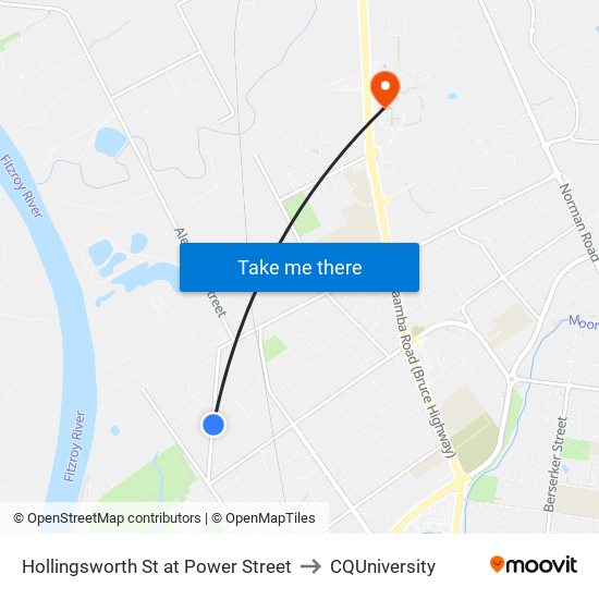 Hollingsworth St at Power Street to CQUniversity map
