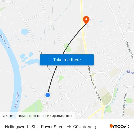 Hollingsworth St at Power Street to CQUniversity map