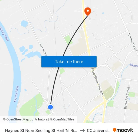 Haynes St Near Snelling St Hail 'N' Ride to CQUniversity map