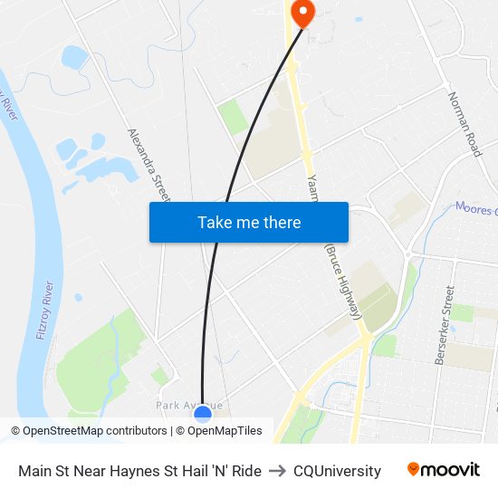 Main St Near Haynes St Hail 'N' Ride to CQUniversity map