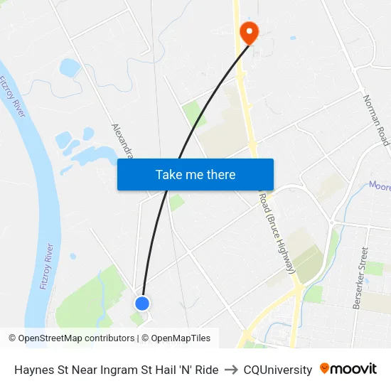 Haynes St Near Ingram St Hail 'N' Ride to CQUniversity map