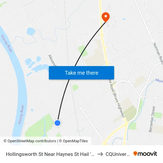 Hollingsworth St Near Haynes St Hail 'N' Ride to CQUniversity map