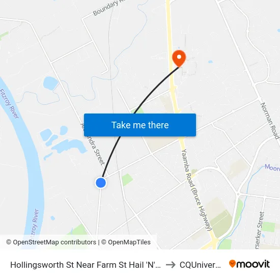 Hollingsworth St Near Farm St Hail 'N' Ride to CQUniversity map