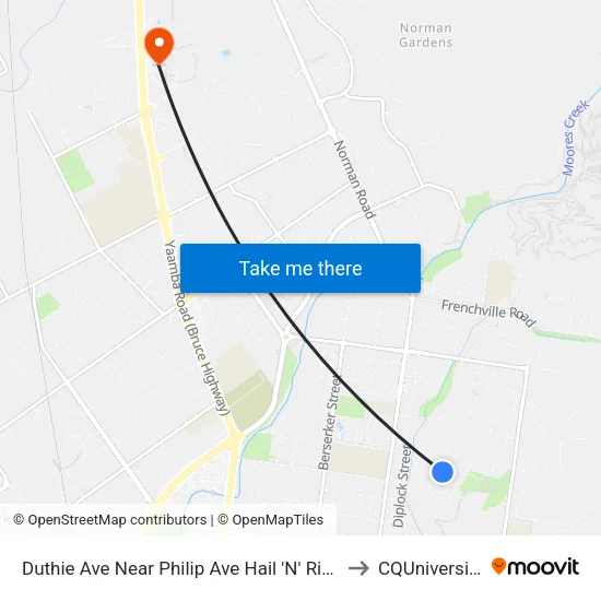 Duthie Ave Near Philip Ave Hail 'N' Ride to CQUniversity map