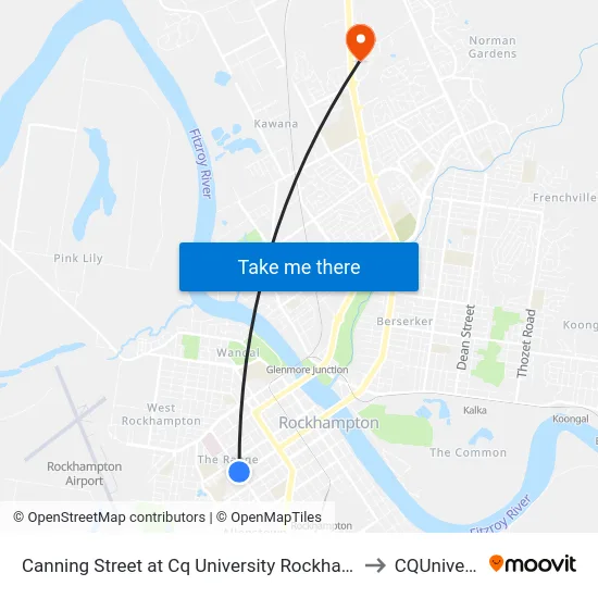 Canning Street at Cq University Rockhampton City to CQUniversity map