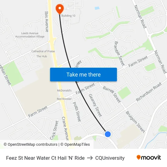 Feez St Near Water Ct Hail 'N' Ride to CQUniversity map