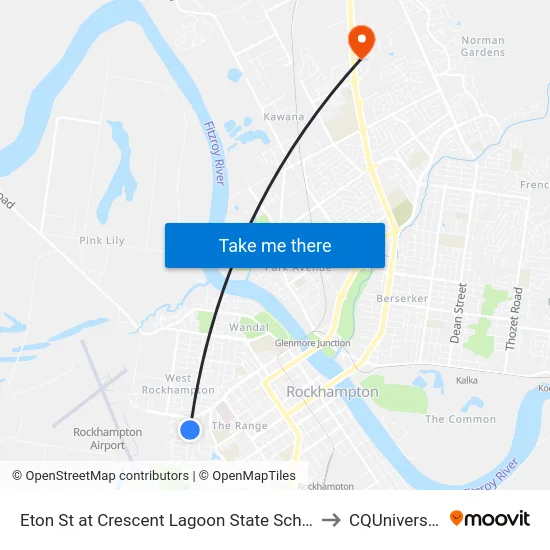 Eton St at Crescent Lagoon State School to CQUniversity map
