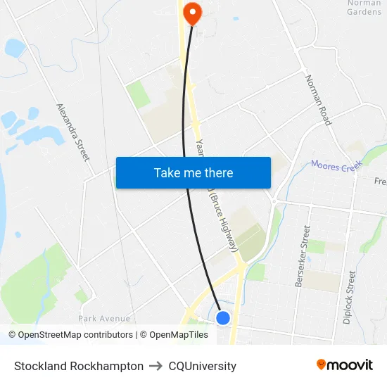 Stockland Rockhampton to CQUniversity map