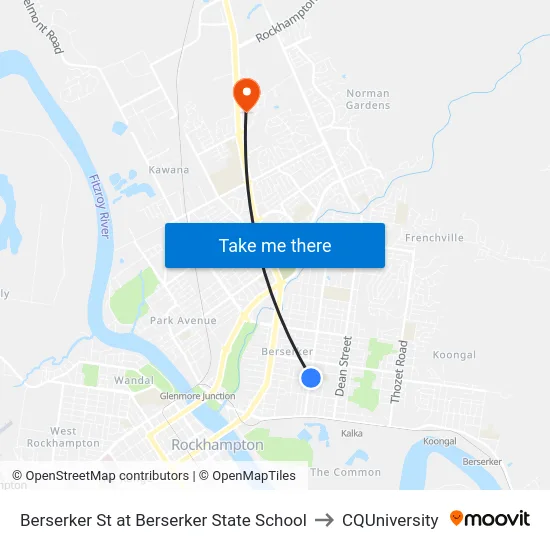 Berserker St at Berserker State School to CQUniversity map