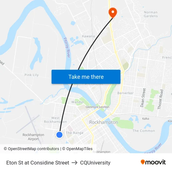 Eton St at Considine Street to CQUniversity map