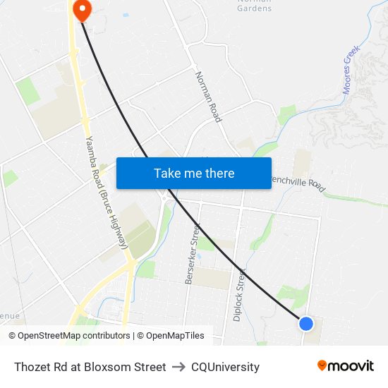 Thozet Rd at Bloxsom Street to CQUniversity map