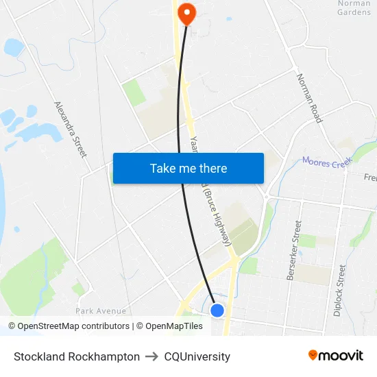 Stockland Rockhampton to CQUniversity map