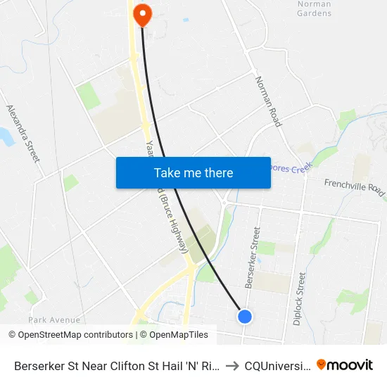 Berserker St Near Clifton St Hail 'N' Ride to CQUniversity map