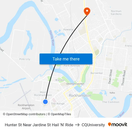 Hunter St Near Jardine St Hail 'N' Ride to CQUniversity map