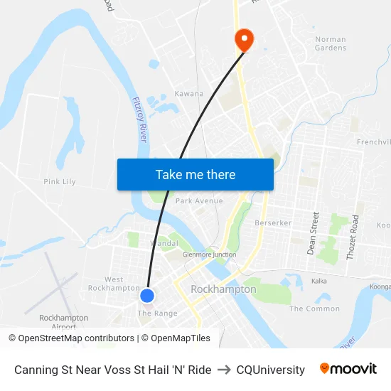 Canning St Near Voss St Hail 'N' Ride to CQUniversity map
