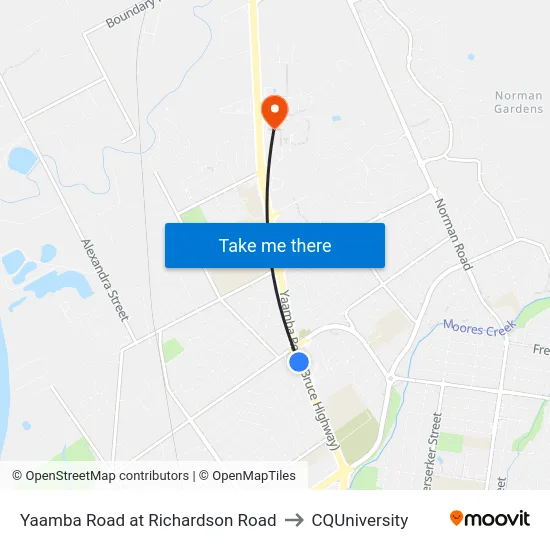 Yaamba Road at Richardson Road to CQUniversity map