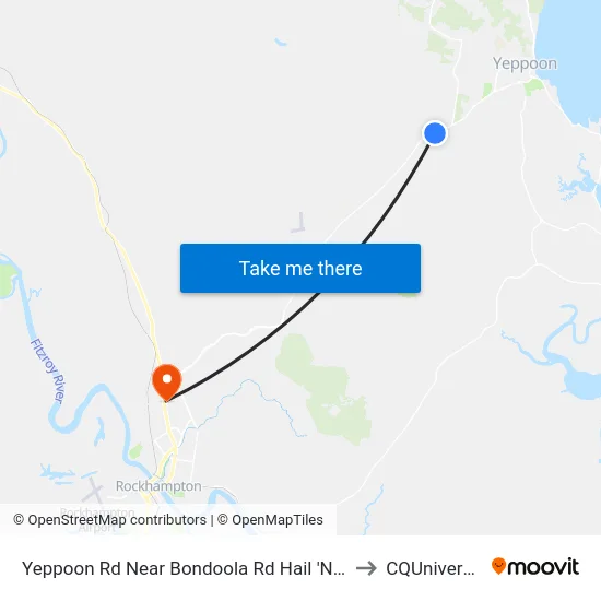 Yeppoon Rd Near Bondoola Rd Hail 'N' Ride to CQUniversity map