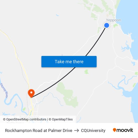 Rockhampton Road at Palmer Drive to CQUniversity map