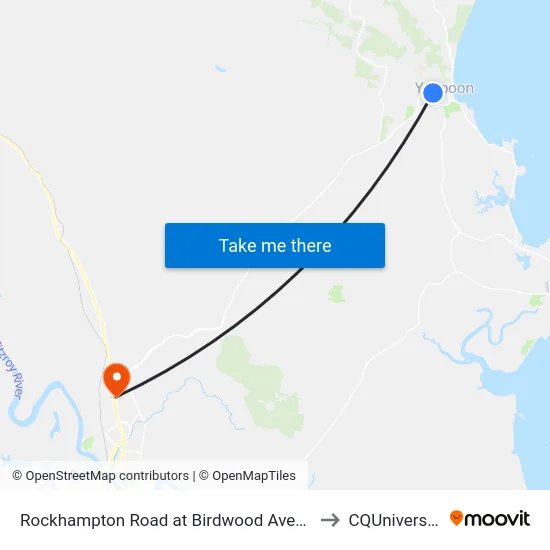 Rockhampton Road at Birdwood Avenue to CQUniversity map