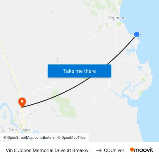 Vin E Jones Memorial Drive at Breakwater Drive to CQUniversity map