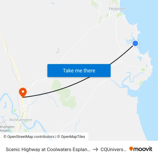 Scenic Highway at Coolwaters Esplanade to CQUniversity map