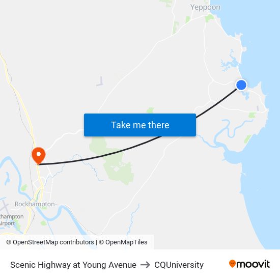 Scenic Highway at Young Avenue to CQUniversity map