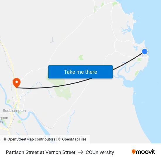 Pattison Street at Vernon Street to CQUniversity map