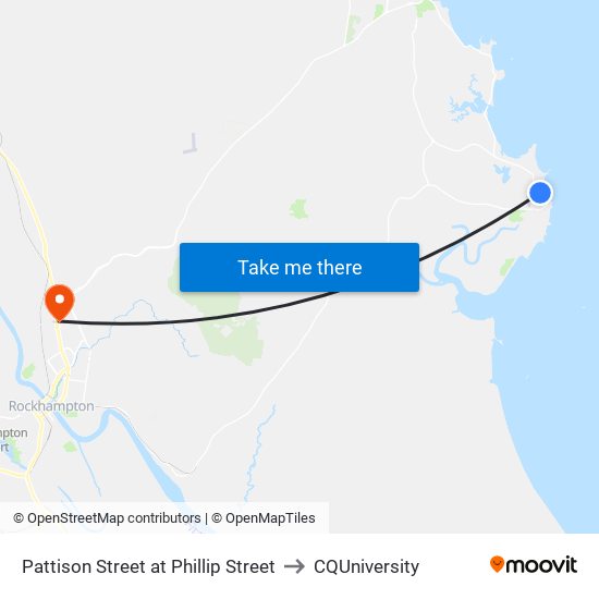 Pattison Street at Phillip Street to CQUniversity map