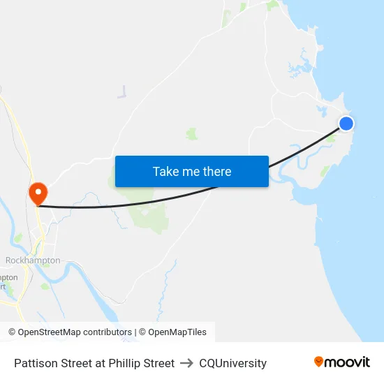 Pattison Street at Phillip Street to CQUniversity map