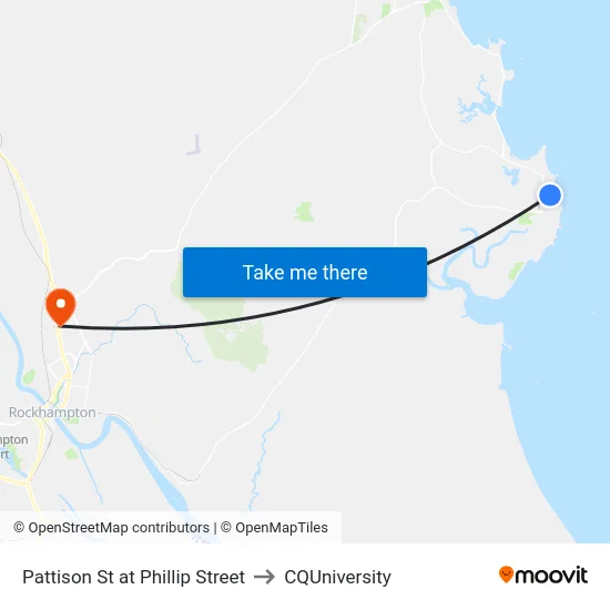 Pattison St at Phillip Street to CQUniversity map